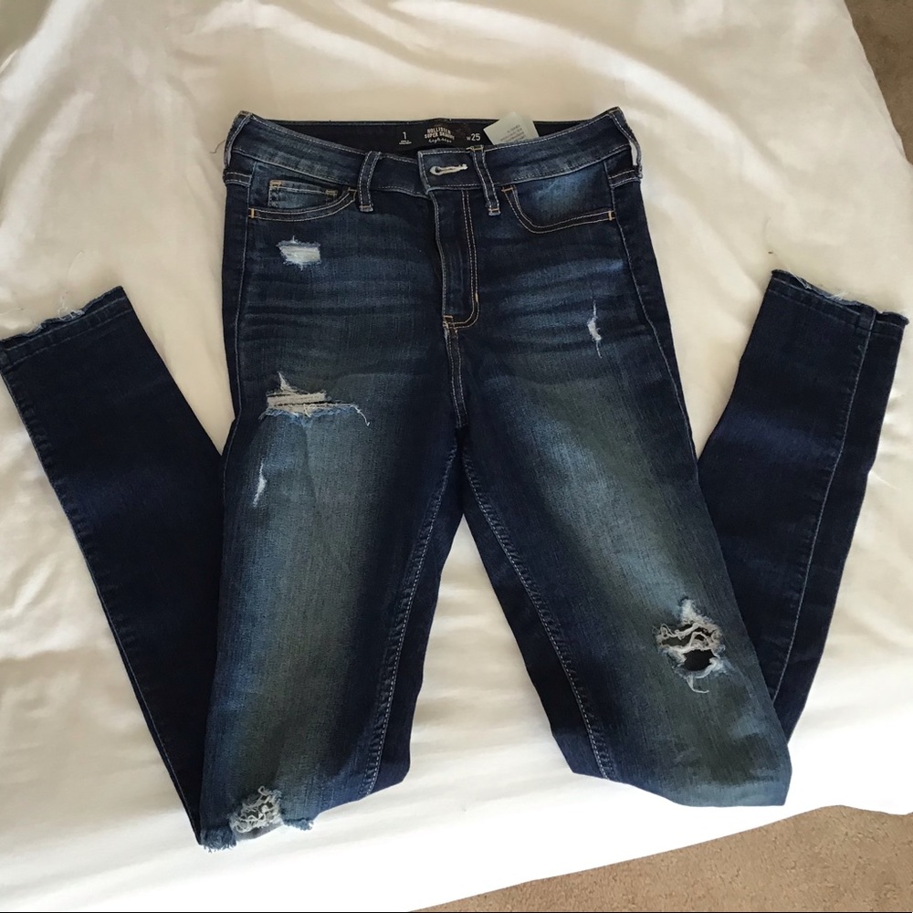 Hollister Skinny High Rise Long Jeans - open-hem